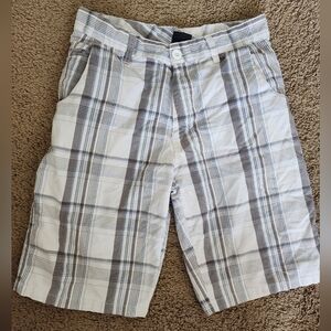 Burnside Kids Plaid Shorts - White and Gray
